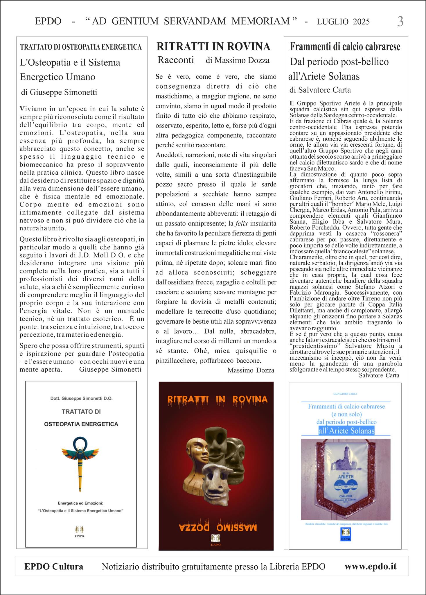 Notiziario Culturale EPDO Oristano